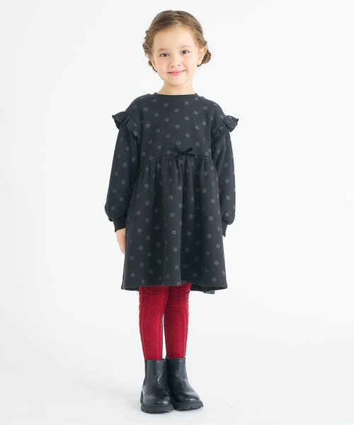 apres les cours（アプレレクール）の「【WEB限定】まいにち裏シャギーワンピ_ジュニア対応（ワンピース・キッズ・ブラック/アイボリー/グリーン/レッド・80/90/100/110/120/130/140）」の5枚目の写真