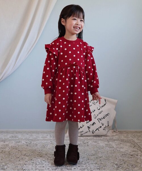 apres les cours（アプレレクール）の「【WEB限定】まいにち裏シャギーワンピ_ジュニア対応（ワンピース・キッズ・ブラック/アイボリー/グリーン/レッド・80/90/100/110/120/130/140）」の11枚目の写真