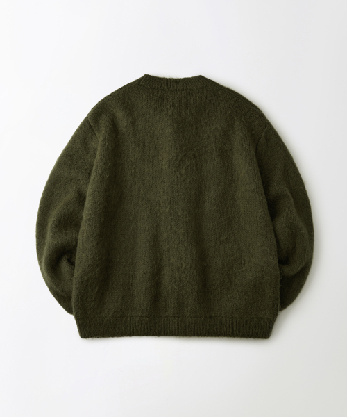 OUTSTANDING(アウトスタンディング)の「BRUSHED WOOL ROUND NECK CARDIGAN_MELANGE OLIVE(カーディガン/ボレロ・メンズ・その他・SMALL/MEDIUM/LARGE)」の2枚目の写真