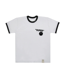 [ユニセックス]スーパー ドットスマイル リンガー 半袖Tシャツ_ホワイト