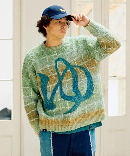 ゴースローキャラバン(GOSLOWCARAVAN)ゆったり銭湯MIXニットセーター 356111 BLU(Men’s) セール】ゆったり銭湯MIX ニットセーター（ニット/セーター）｜go slow