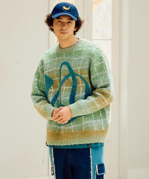 go slow caravan（ゴースローキャラバン）の「ゆったり銭湯MIX ニットセーター（ニット/セーター・メンズ・ライトブルー/ライトグリーン・LARGE/MEDIUM）」の10枚目の写真