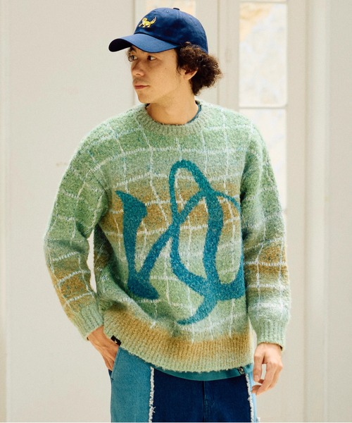 go slow caravan（ゴースローキャラバン）の「ゆったり銭湯MIX ニットセーター（ニット/セーター・メンズ・ライトブルー/ライトグリーン・LARGE/MEDIUM）」の11枚目の写真