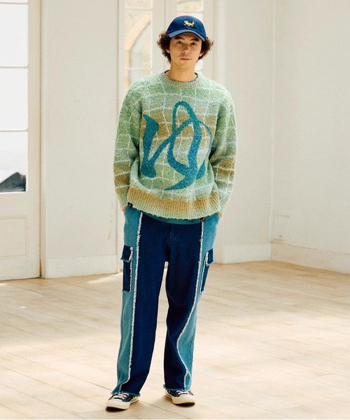 go slow caravan（ゴースローキャラバン）の「ゆったり銭湯MIX ニットセーター（ニット/セーター・メンズ・ライトブルー/ライトグリーン・LARGE/MEDIUM）」の14枚目の写真