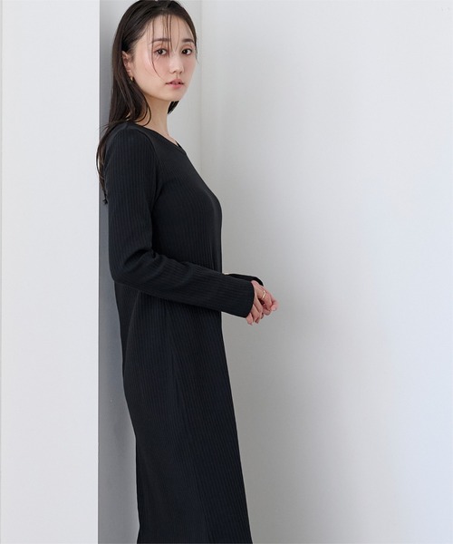 UR'S（ユアーズ）の「クルーネックリブワンピース（ワンピース・レディース・ブラック/チャコール/ブラウン・M/S）」の7枚目の写真