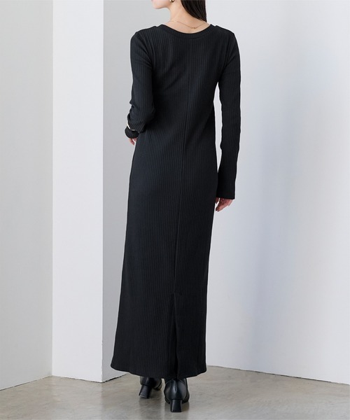 UR'S（ユアーズ）の「クルーネックリブワンピース（ワンピース・レディース・ブラック/チャコール/ブラウン・M/S）」の8枚目の写真