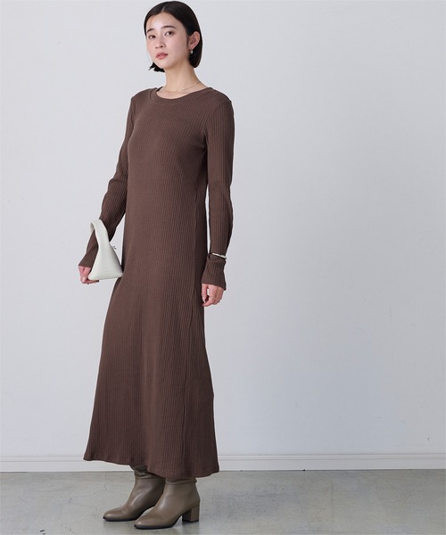 UR'S（ユアーズ）の「クルーネックリブワンピース（ワンピース・レディース・ブラック/チャコール/ブラウン・M/S）」の18枚目の写真