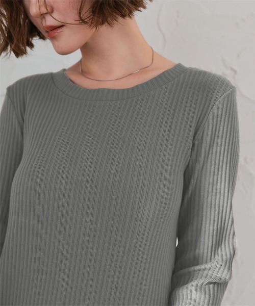 UR'S（ユアーズ）の「クルーネックリブワンピース（ワンピース・レディース・ブラック/チャコール/ブラウン・M/S）」の12枚目の写真