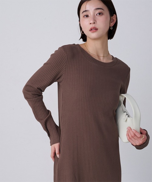 UR'S（ユアーズ）の「クルーネックリブワンピース（ワンピース・レディース・ブラック/チャコール/ブラウン・M/S）」の21枚目の写真