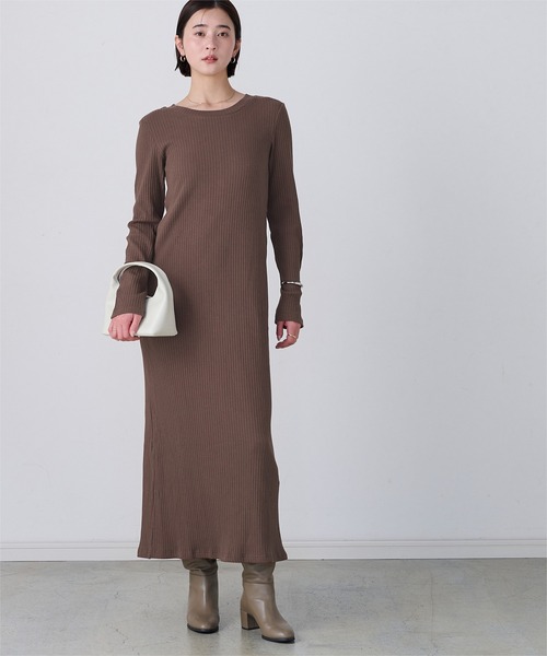 UR'S（ユアーズ）の「クルーネックリブワンピース（ワンピース・レディース・ブラック/チャコール/ブラウン・M/S）」の22枚目の写真