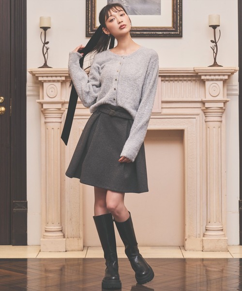 ベルト付きボックスミニスカート（スカート）｜AND COUTURE（アンド