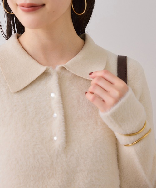 VIS（ビス）の「ペプラムデザインシャギーニット（ニット/セーター・レディース・オフホワイト/ブラック・FREE）」の15枚目の写真