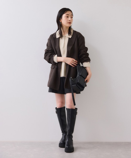 VIS（ビス）の「ペプラムデザインシャギーニット（ニット/セーター・レディース・オフホワイト/ブラック・FREE）」の19枚目の写真