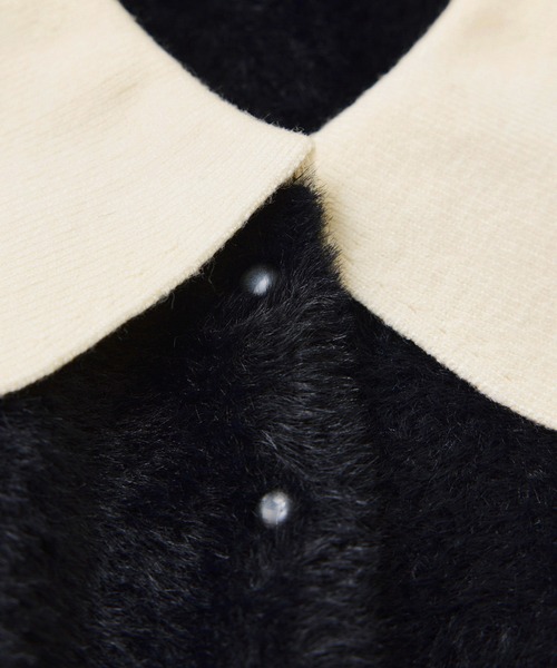 VIS（ビス）の「ペプラムデザインシャギーニット（ニット/セーター・レディース・オフホワイト/ブラック・FREE）」の7枚目の写真