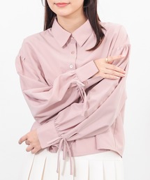 袖リボンショート丈シャツ