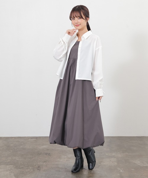 Honeys(ハニーズ)の「袖リボンショート丈シャツ(シャツ/ブラウス・レディース・ホワイト/ピンク/サックスブルー系/ブルー/ホワイト×ブルー・M/L/S)」の7枚目の写真