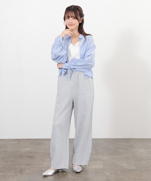 Honeys(ハニーズ)の「袖リボンショート丈シャツ(シャツ/ブラウス・レディース・ホワイト/ピンク/サックスブルー系/ブルー/ホワイト×ブルー・M/L/S)」の10枚目の写真