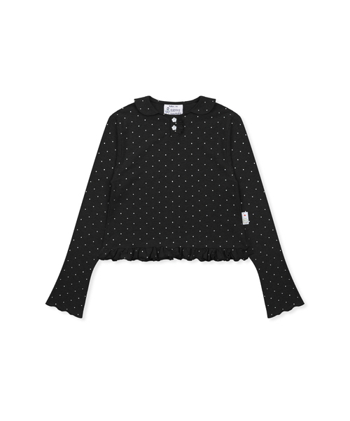 RuNaKi'Hu'(ルナキフ)の「WXT072 ユキドットPKロングスリーブ(ブラック)(Tシャツ/カットソー・レディース・その他・1/2)」の1枚目の写真