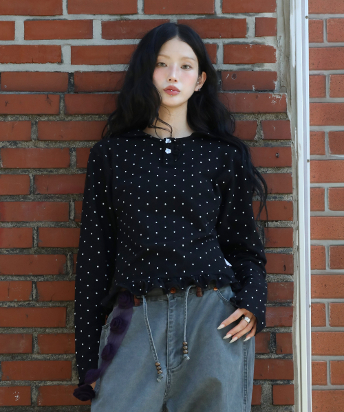 RuNaKi'Hu'(ルナキフ)の「WXT072 ユキドットPKロングスリーブ(ブラック)(Tシャツ/カットソー・レディース・その他・1/2)」の3枚目の写真