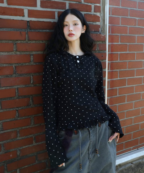 RuNaKi'Hu'(ルナキフ)の「WXT072 ユキドットPKロングスリーブ(ブラック)(Tシャツ/カットソー・レディース・その他・1/2)」の4枚目の写真