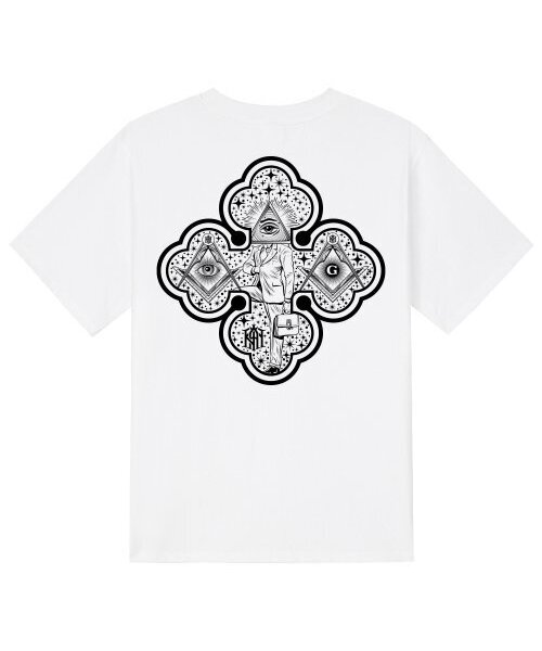 KAN6312(カン6312)の「KTW0123 フリーメイソン 半袖Tシャツ - ホワイト(Tシャツ/カットソー・メンズ・その他・LARGE/MEDIUM/SMALL/X-LARGE)」の1枚目の写真