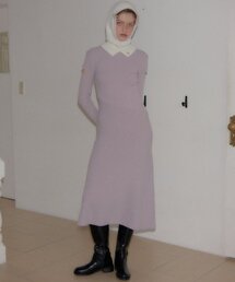 High Neck Cut-Out Long Dress_ Lavender
