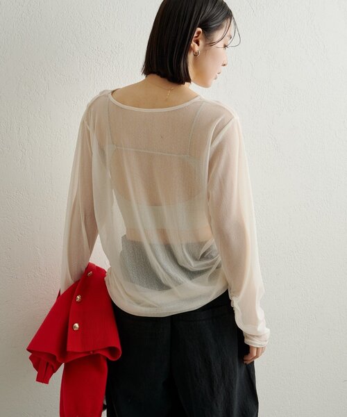 Omekashi(オメカシ)の「チュールTシャツ(Tシャツ/カットソー・レディース・オフホワイト/ブラック/ピンク・FREE)」の18枚目の写真