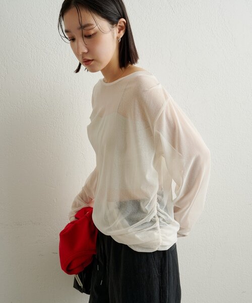 Omekashi(オメカシ)の「チュールTシャツ(Tシャツ/カットソー・レディース・オフホワイト/ブラック/ピンク・FREE)」の19枚目の写真
