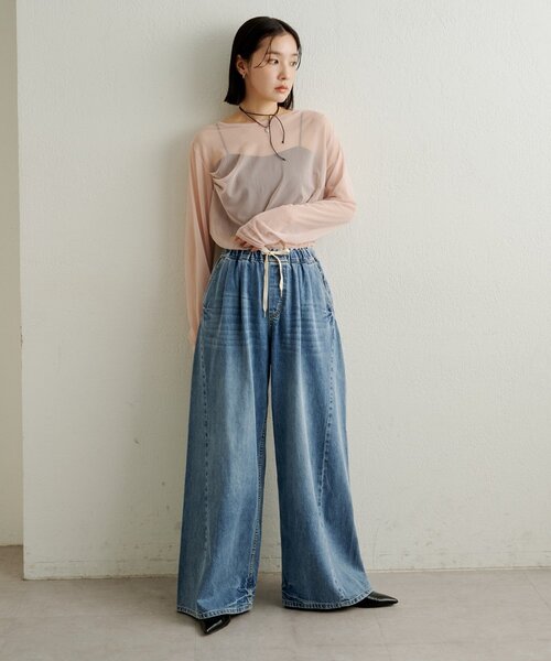 Omekashi(オメカシ)の「チュールTシャツ(Tシャツ/カットソー・レディース・オフホワイト/ブラック/ピンク・FREE)」の4枚目の写真