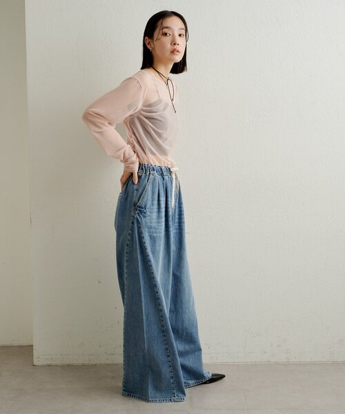 Omekashi(オメカシ)の「チュールTシャツ(Tシャツ/カットソー・レディース・オフホワイト/ブラック/ピンク・FREE)」の6枚目の写真