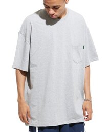 オーバーサイズ無地ポケット半袖Tシャツグレー