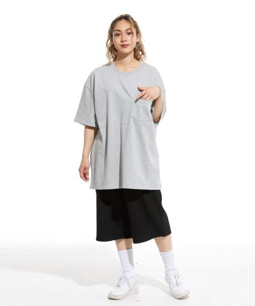 CREAM SODA LAB(クリームソーダラボ)の「オーバーサイズ無地ポケット半袖Tシャツグレー(Tシャツ/カットソー・メンズ・その他・MEDIUM/X-LARGE/LARGE)」の5枚目の写真