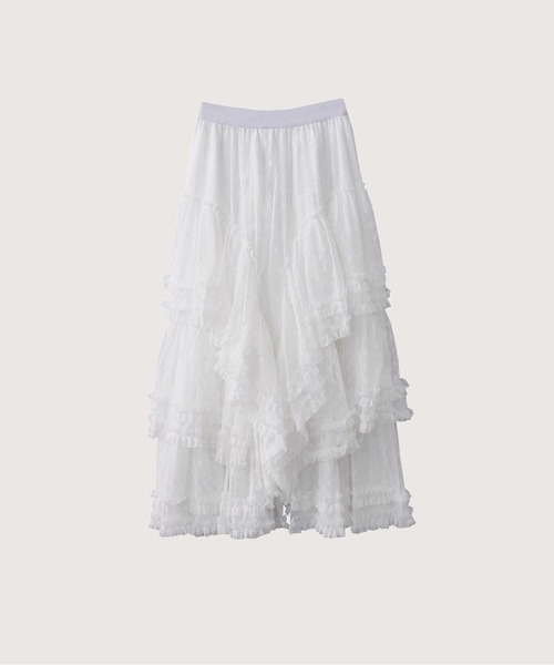 LA POMME petit(ラポミ・プチ)の「Lace Volume Long Skirt(スカート・レディース・ホワイト/ブラック・SMALL/MEDIUM/LARGE)」の2枚目の写真