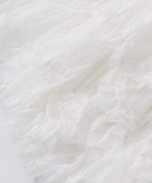 LA POMME petit(ラポミ・プチ)の「Lace Volume Long Skirt(スカート・レディース・ホワイト/ブラック・SMALL/MEDIUM/LARGE)」の3枚目の写真