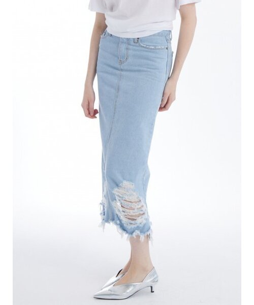 UNKNOWN PLANET(アンノウンプラネット)の「デストロイドデニムスカート 薄い青(スカート・レディース・その他・LARGE/MEDIUM/SMALL)」の2枚目の写真
