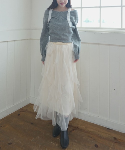 archives（アルシーヴ）の「ラッフルチュールスカート（スカート・レディース・ブラック/アイボリー/グレー・MEDIUM）」の19枚目の写真