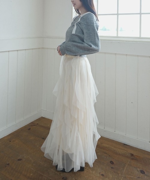 archives（アルシーヴ）の「ラッフルチュールスカート（スカート・レディース・ブラック/アイボリー/グレー・MEDIUM）」の21枚目の写真