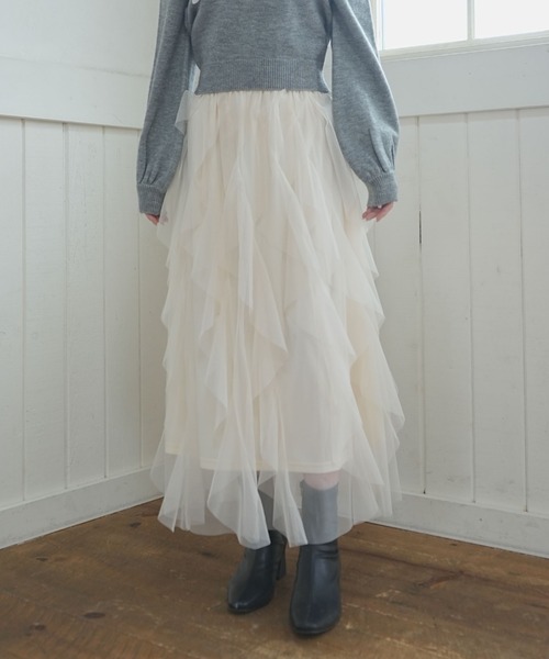 archives（アルシーヴ）の「ラッフルチュールスカート（スカート・レディース・ブラック/アイボリー/グレー・MEDIUM）」の16枚目の写真