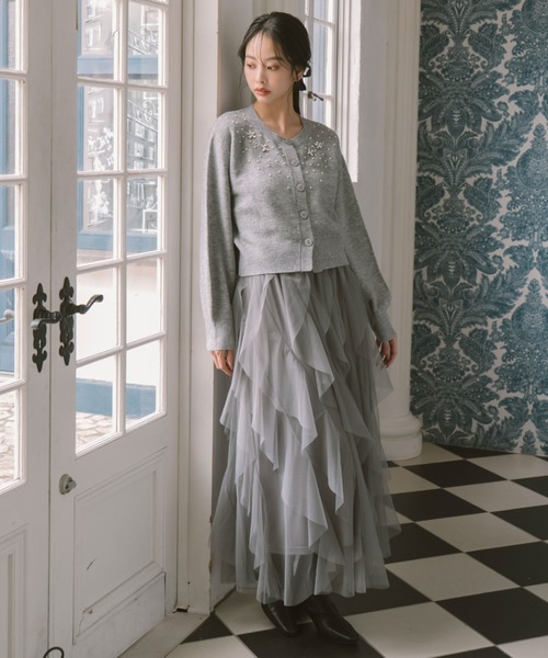 archives（アルシーヴ）の「ラッフルチュールスカート（スカート・レディース・ブラック/アイボリー/グレー・MEDIUM）」の9枚目の写真