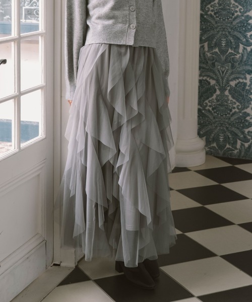archives（アルシーヴ）の「ラッフルチュールスカート（スカート・レディース・ブラック/アイボリー/グレー・MEDIUM）」の4枚目の写真