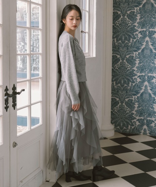 archives（アルシーヴ）の「ラッフルチュールスカート（スカート・レディース・ブラック/アイボリー/グレー・MEDIUM）」の10枚目の写真