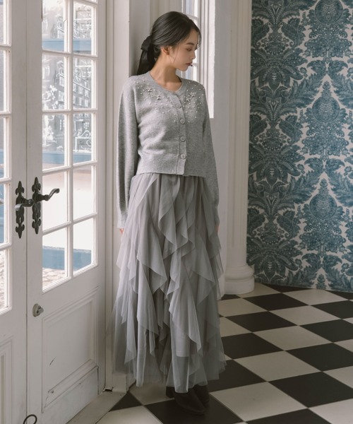 archives（アルシーヴ）の「ラッフルチュールスカート（スカート・レディース・ブラック/アイボリー/グレー・MEDIUM）」の12枚目の写真