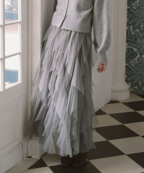 archives（アルシーヴ）の「ラッフルチュールスカート（スカート・レディース・ブラック/アイボリー/グレー・MEDIUM）」の6枚目の写真