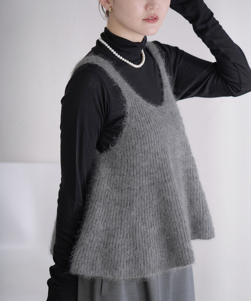 未使用　イエナ　モヘアミックスフレアタンクトップ　ベスト　グレー IENA ベスト ジレ モヘヤミックスフレアタンク レディース : ZOZOTOWN