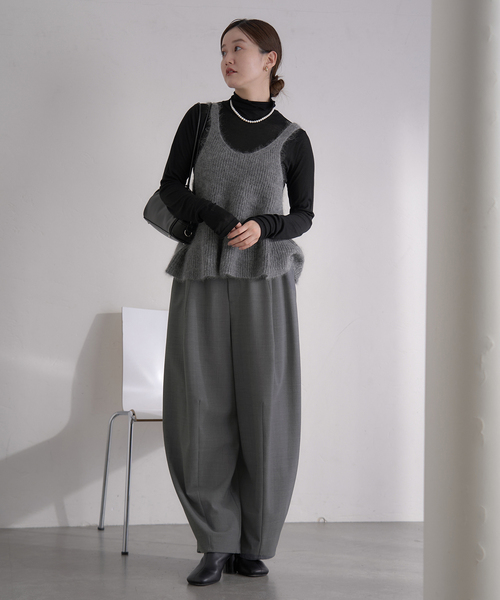 IENA（イエナ）の「《WEB限定/追加》モヘヤミックスフレアタンク（ベスト・レディース・チャコールグレー・FREE）」の10枚目の写真