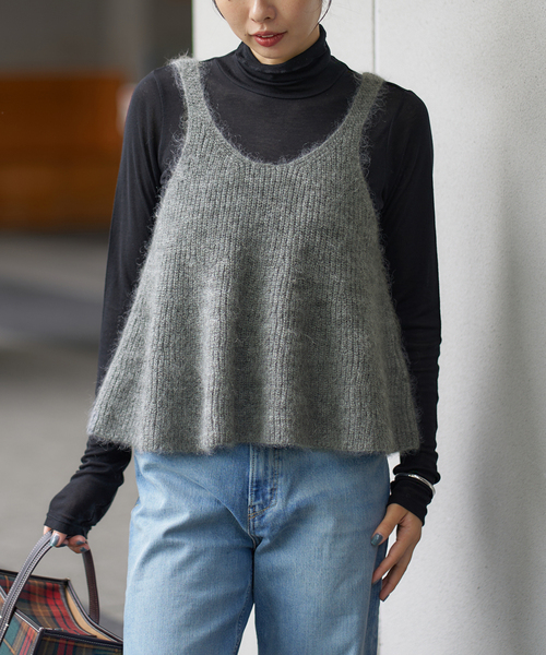 IENA（イエナ）の「《WEB限定/追加》モヘヤミックスフレアタンク（ベスト・レディース・チャコールグレー・FREE）」の20枚目の写真