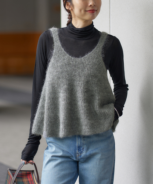 IENA（イエナ）の「《WEB限定/追加》モヘヤミックスフレアタンク（ベスト・レディース・チャコールグレー・FREE）」の21枚目の写真