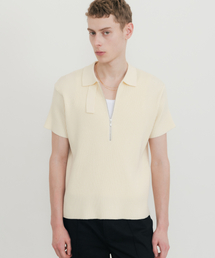 SSIN AND LEE（シンアンドリー）の「ラウンジハーフニットポロシャツクリーム（ニット/セーター）」