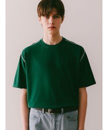 ESN（イーエスエヌ）の「カラーステッチ半袖Tシャツグリーン（Tシャツ/カットソー）」