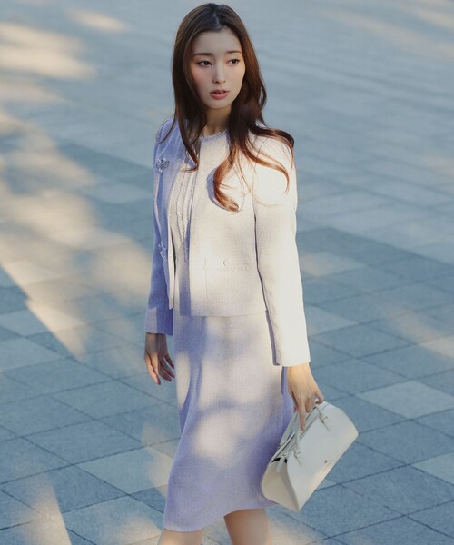 TOCCA（トッカ）の「FROST MIST TWEED ジャケット（ノーカラージャケット・レディース・ライラック系5/スカイブルー系5・0/2/4/6）」の3枚目の写真